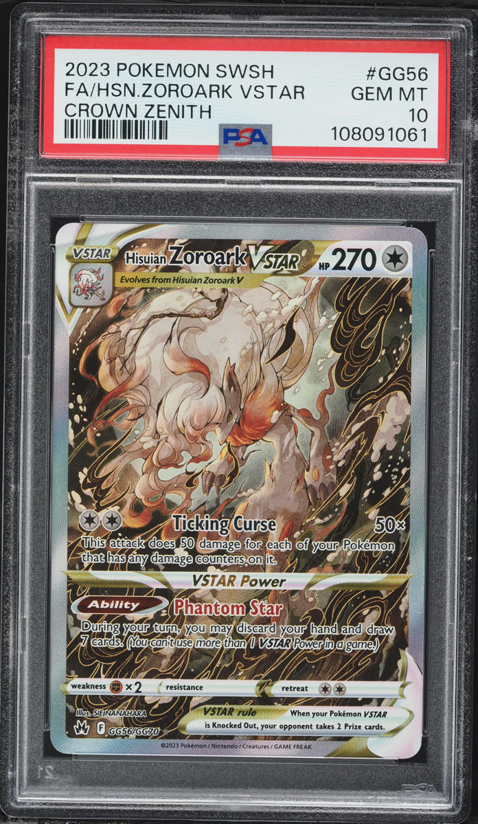 2023 Pokemon Sword & Shield Crown Zenith Alt Art Hisuian Zoroark VSTAR #GG56 PSA 10 GEM MINT