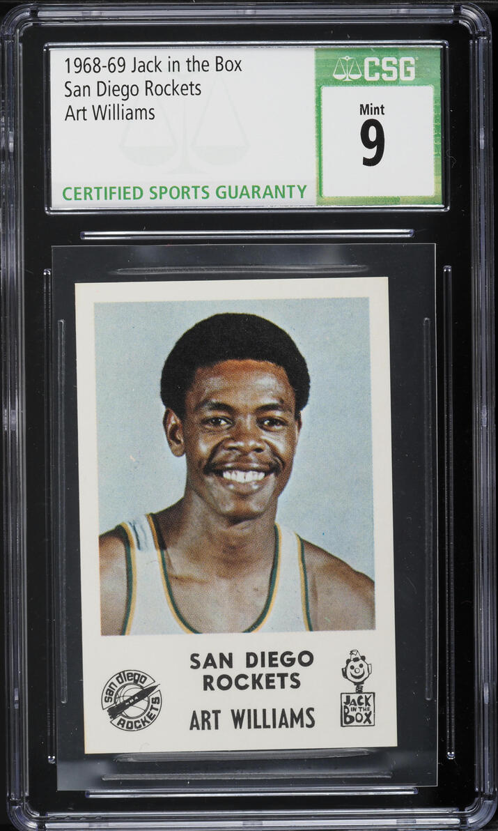 1968 Jack In The Box San Diego Rockets Basketball Art Williams CSG 9 MINT