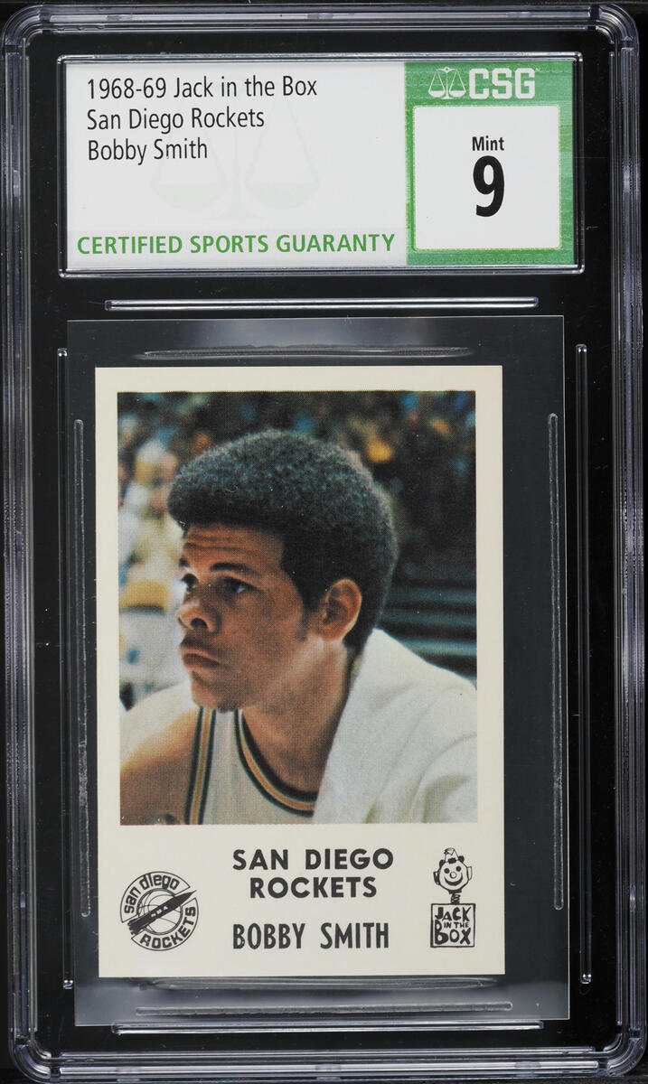 1968 Jack In The Box San Diego Rockets Basketball Bobby Smith CSG 9 MINT