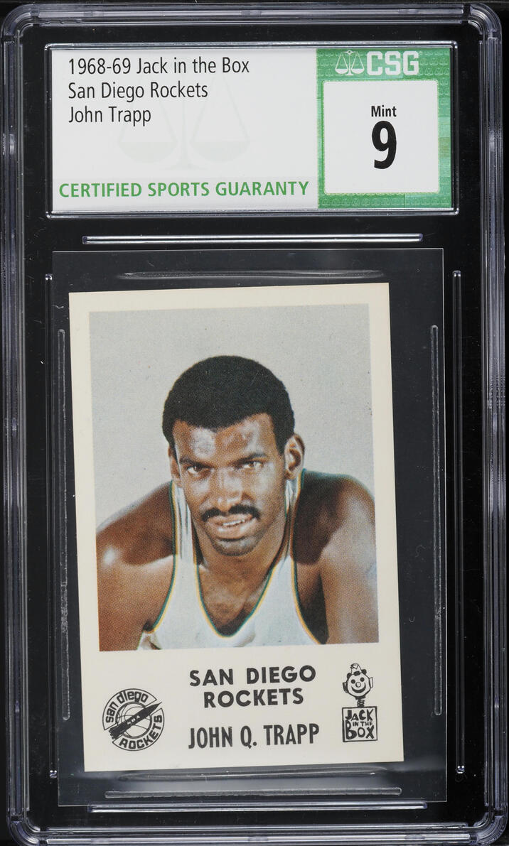 1968 Jack In The Box San Diego Rockets Basketball John Trapp CSG 9 MINT