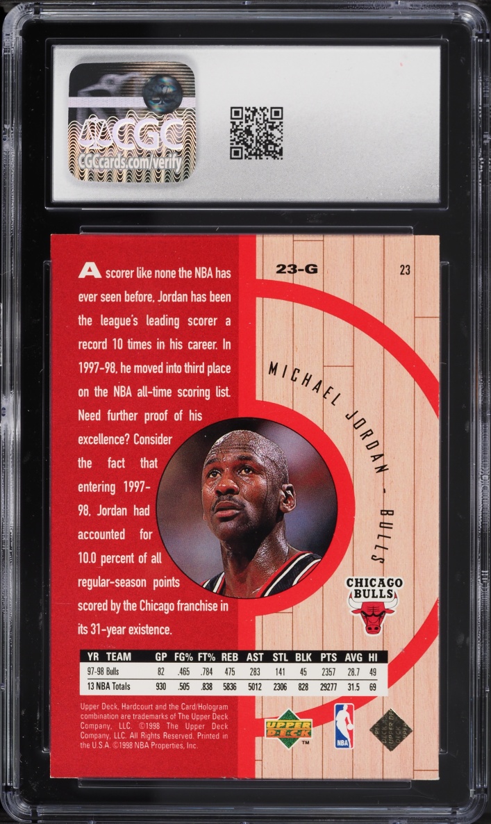 1998 Upper Deck Hardcourt Michael Jordan #23 CGC 9 MINT
