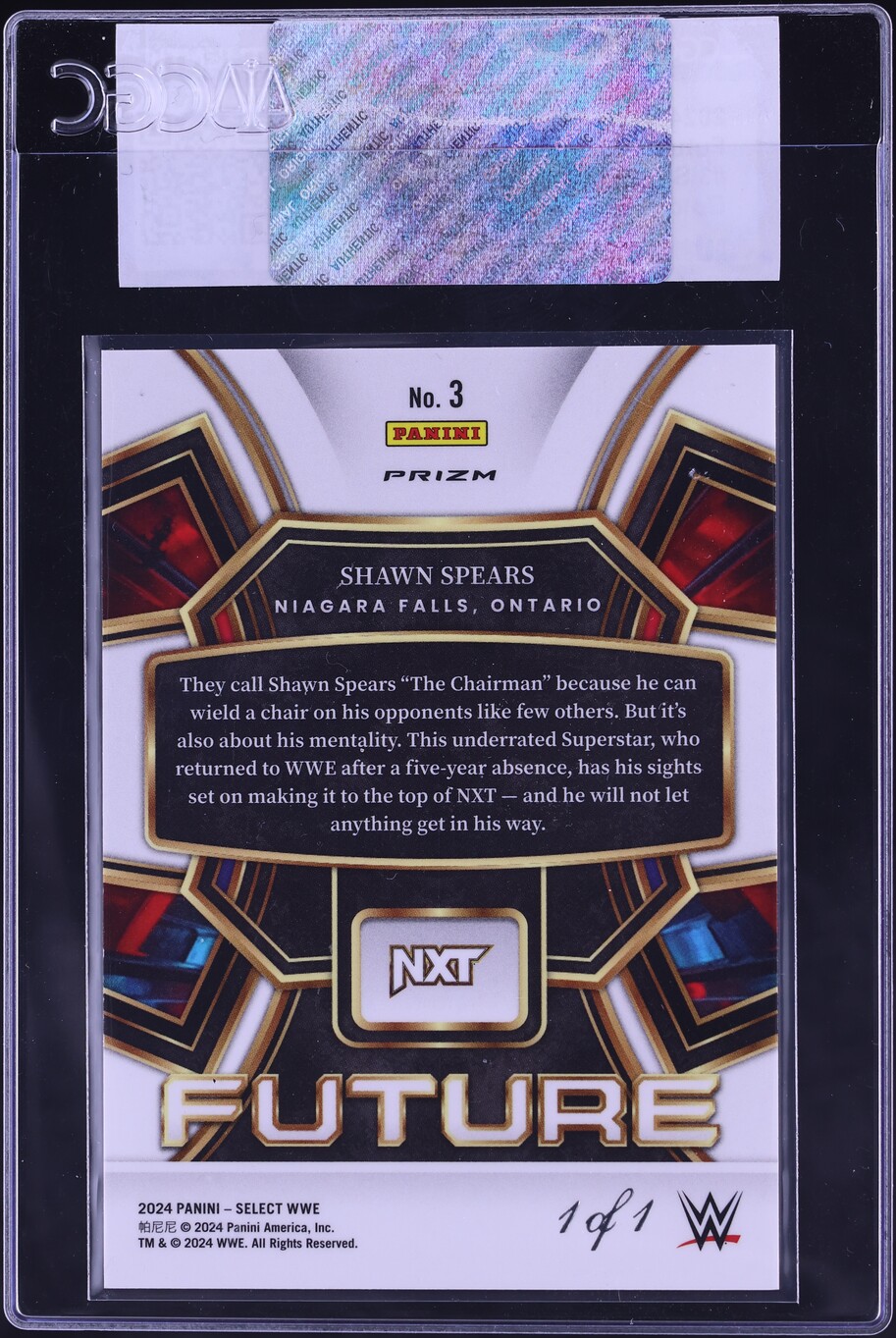 2024 Select WWE Future Gold Vinyl Shawn Spears 1/1 #3 CGC AUTH