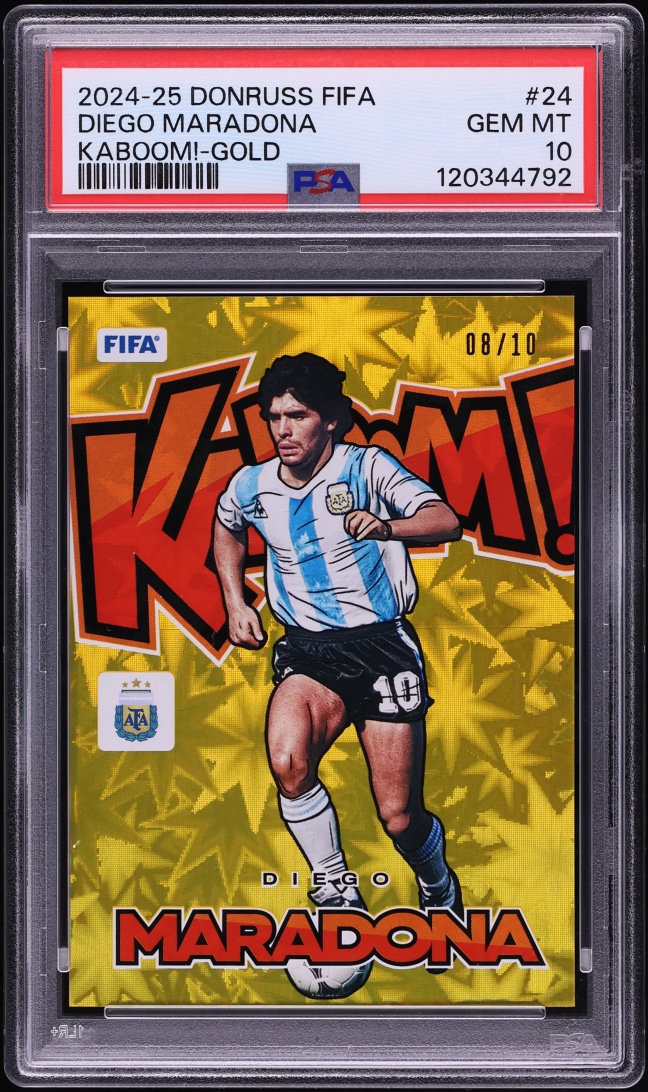 2024 Donruss FIFA Kaboom! Gold Diego Maradona /10 #24 PSA 10 GEM MINT