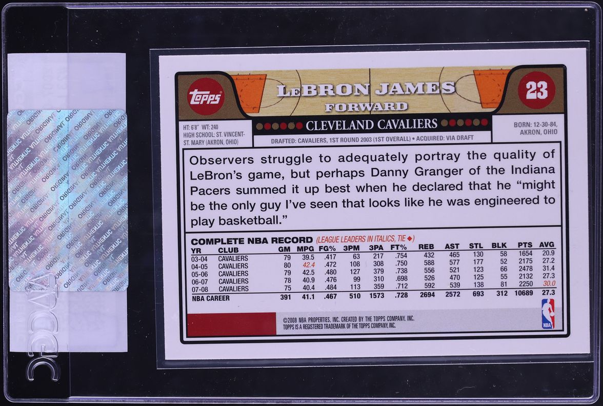 2007 Topps Basketball LeBron James #23 CGC AUTH