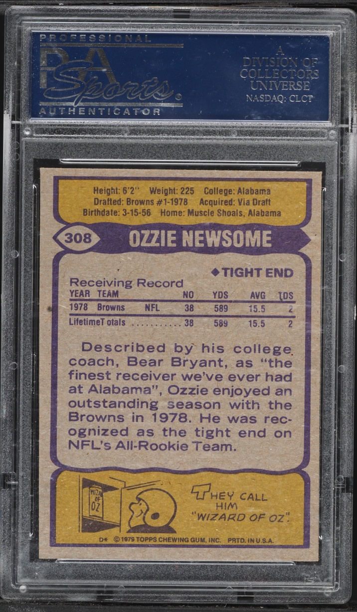 1979 Topps Football Ozzie Newsome ROOKIE #308 PSA 9 MINT
