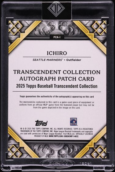 2025 Topps Transcendent Collection Platinum Ichiro Suzuki LAUNDRY TAG PATCH AUTO 1/1 #PCA-1