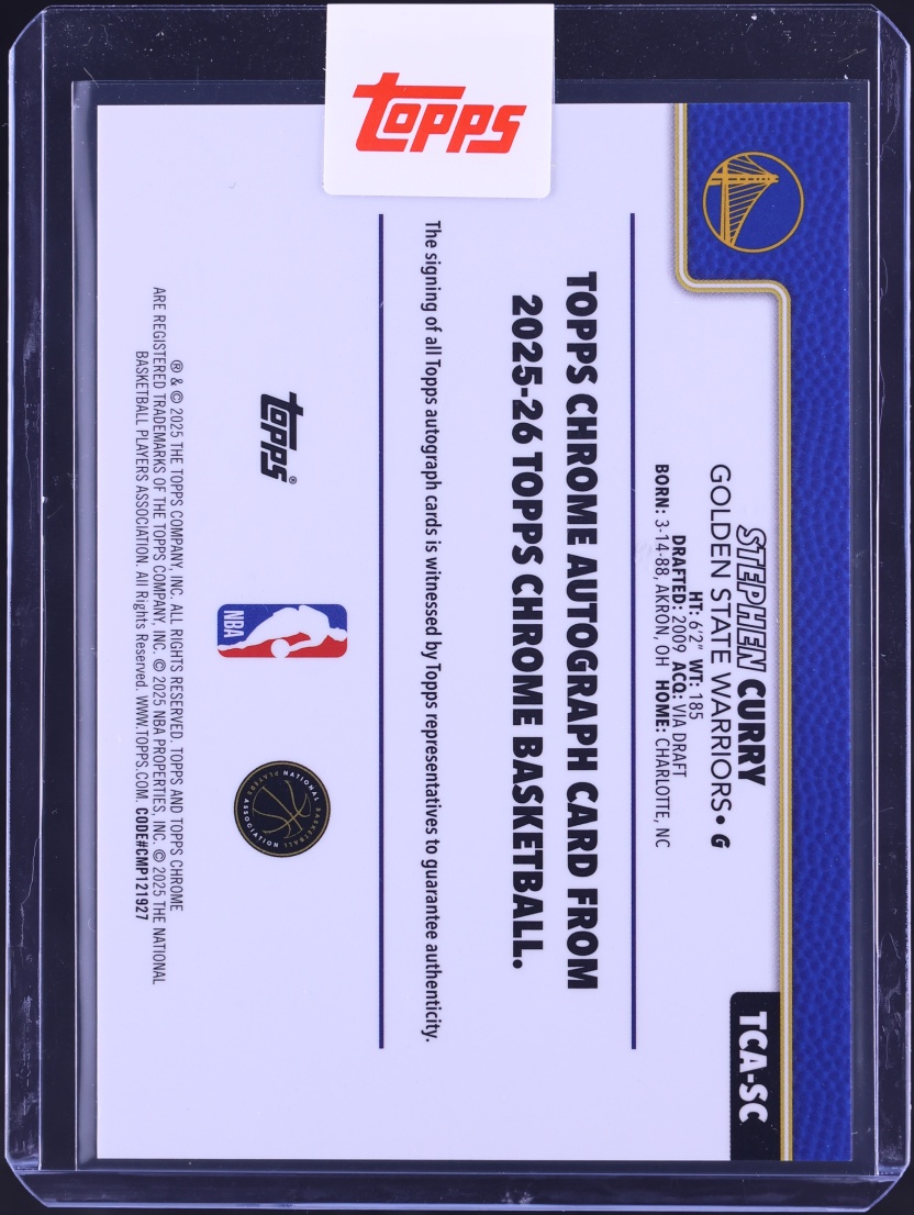 2025 Topps Chrome Orange Refractor Stephen Curry AUTO /25 #TCA-SC