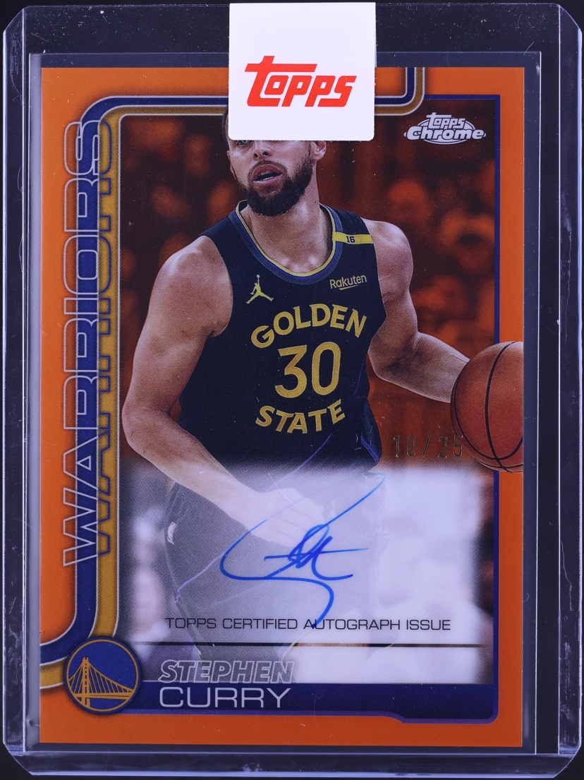 2025 Topps Chrome Orange Refractor Stephen Curry AUTO /25 #TCA-SC