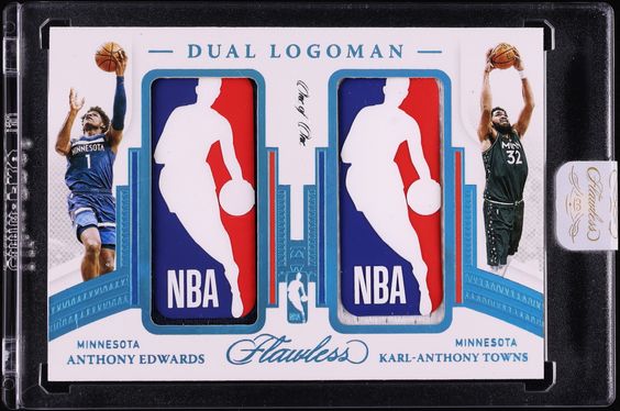 2021 Panini Flawless Dual Anthony Edwards Karl-Anthony Towns NBA LOGOMAN PATCH 1/1 #2LG-MIN