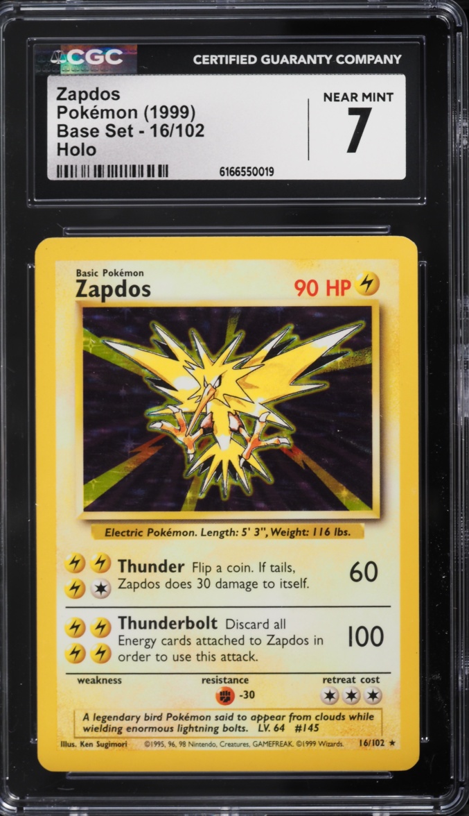 1999 Pokemon Base Set Holo Zapdos #16 CGC 7 NRMT