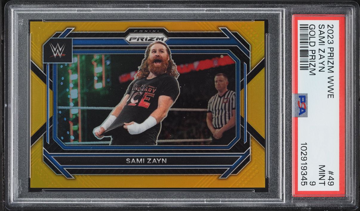 2023 Panini Prizm WWE Gold Sami Zayn /10 #49 PSA 9 MINT - Photo 1