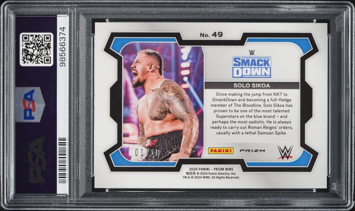 2024 Panini Prizm WWE Gold Solo Sikoa 1/10 #49 PSA 10 GEM MINT - Photo 2