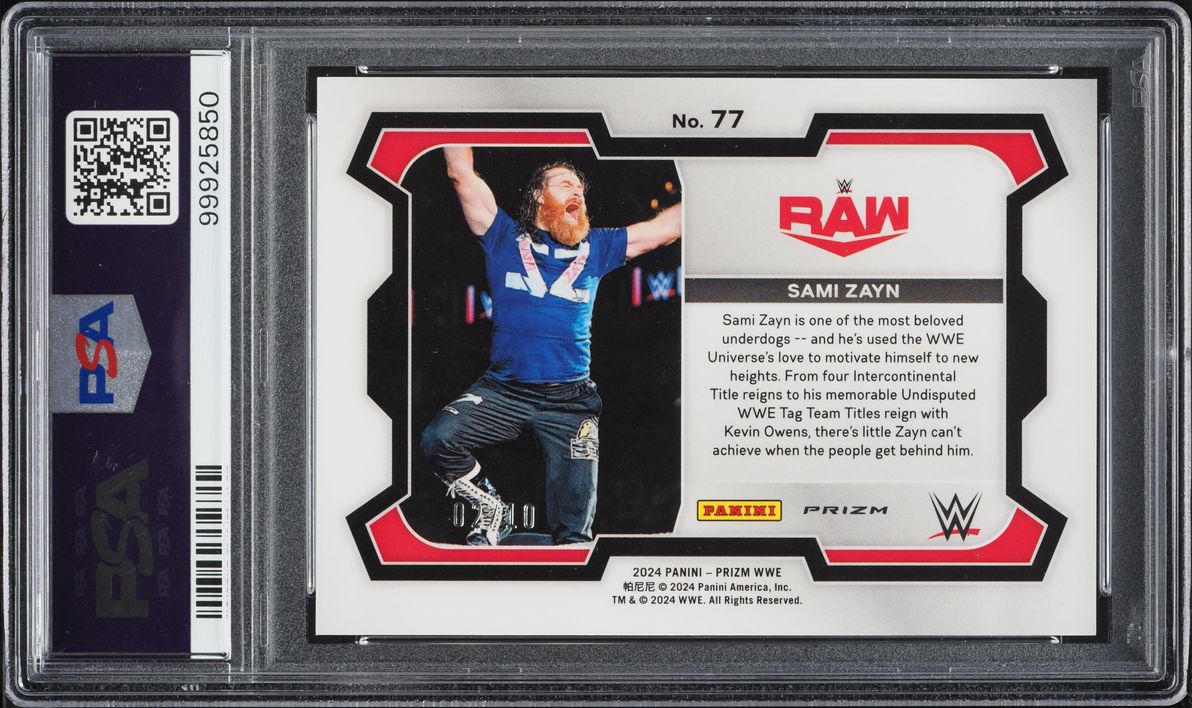 2024 Panini Prizm WWE Gold Sami Zayn /10 #77 PSA 10 GEM MINT - Photo 2