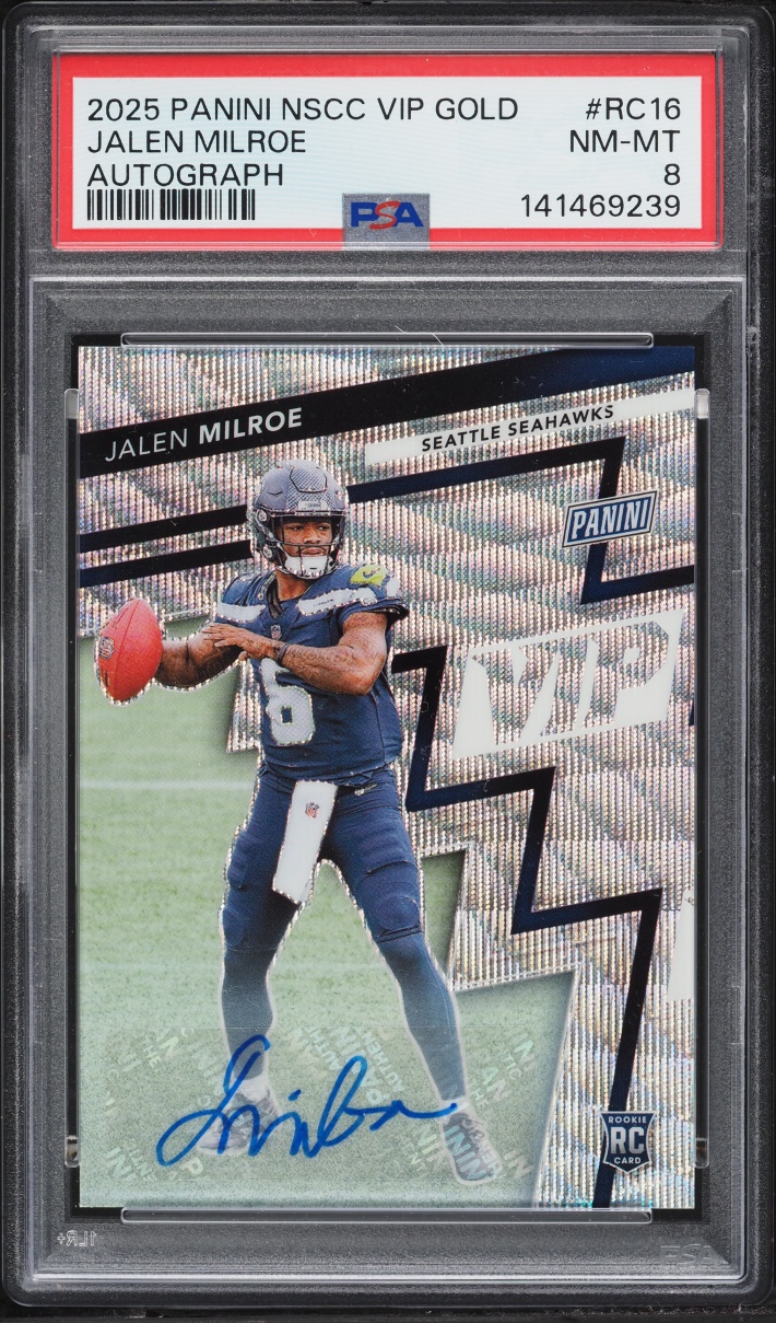 2025 Panini The National VIP Prizm Jalen Milroe ROOKIE AUTO /31 #RC16 PSA 8 NM-MT - Photo 1