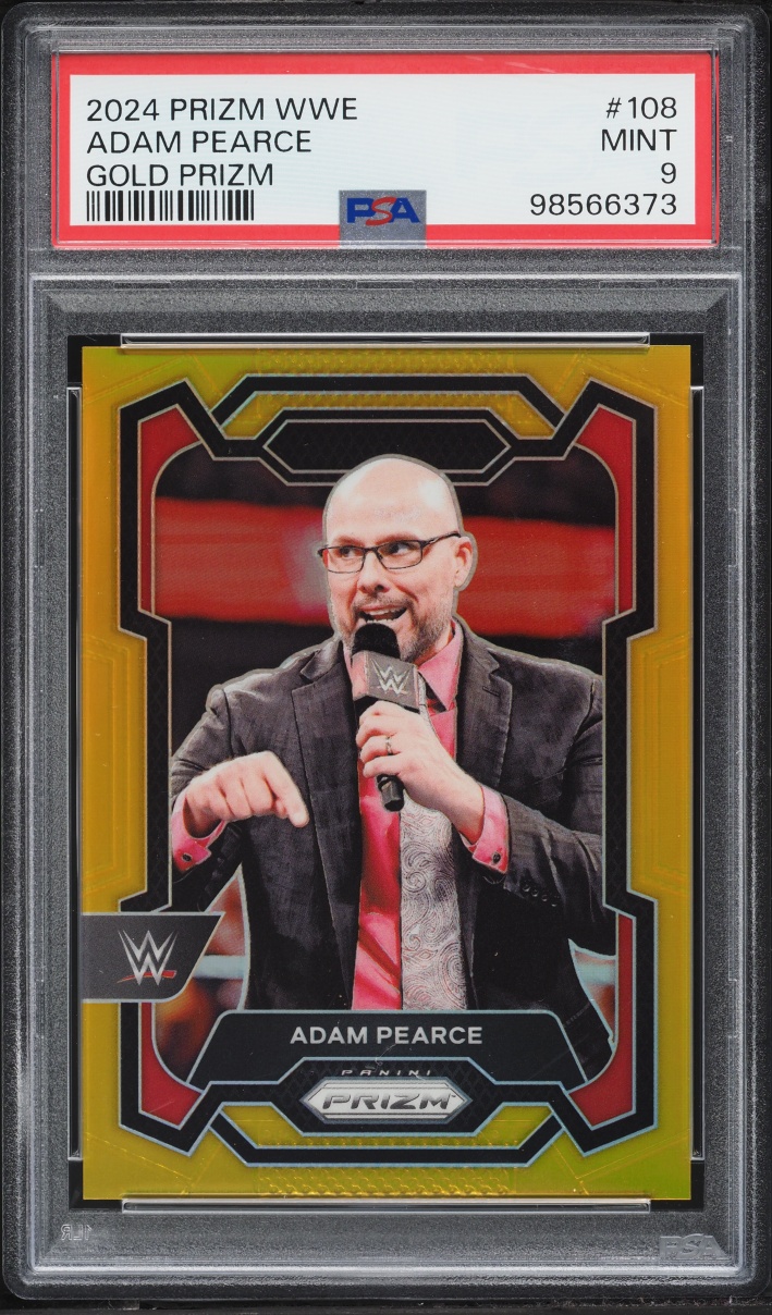 2024 Panini Prizm WWE Gold Adam Pearce /10 #108 PSA 9 MINT - Photo 1