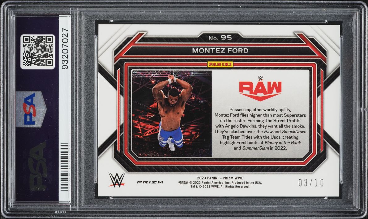 2023 Panini Prizm WWE Gold Montez Ford /10 #95 PSA 9 MINT - Photo 2