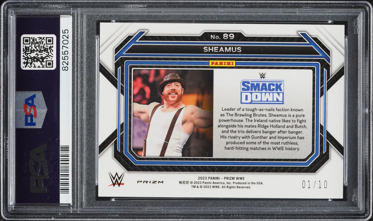 2023 Panini Prizm WWE Gold Sheamus 1/10 #89 PSA 9 MINT - Photo 2