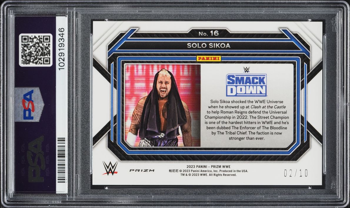 2023 Panini Prizm WWE Gold Solo Sikoa /10 #16 PSA 9 MINT - Photo 2