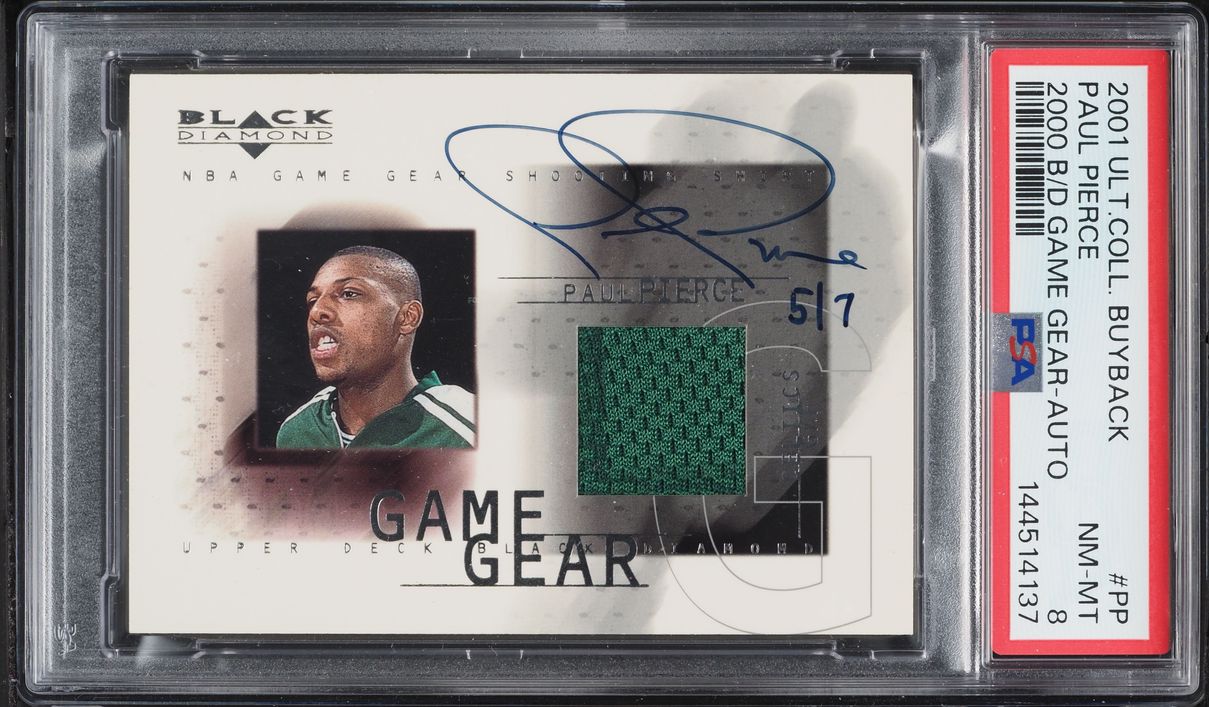 2001 Ultimate Collection Buyback '00 Black Diamond Game Gear Paul Pierce PATCH AUTO /7 PSA 8 - Photo 1