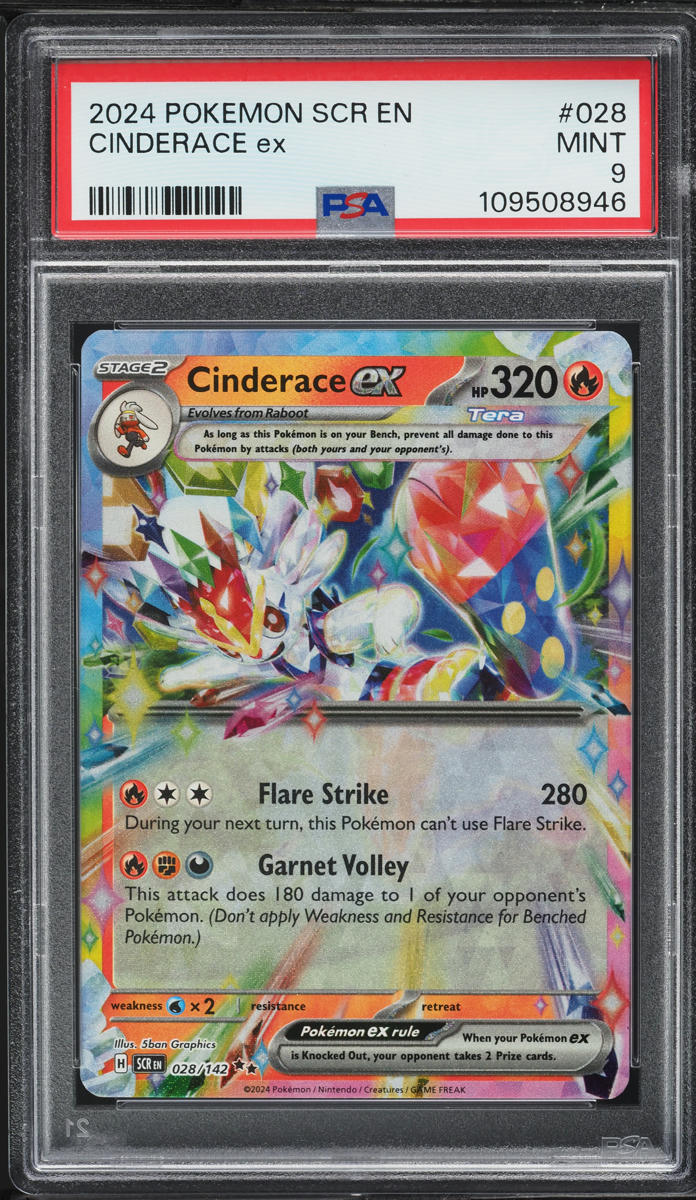 2024 Pokemon Scarlet & Violet Stellar Crown Cinderace ex #28 PSA 9 MINT