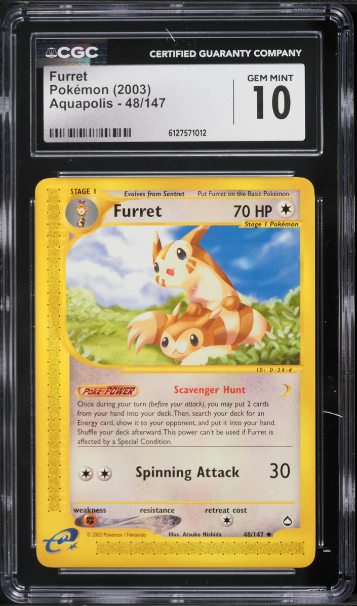 2003 Pokemon Aquapolis Furret #48 CGC 10 GEM MINT