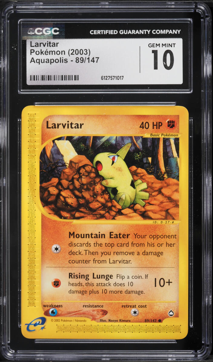 2003 Pokemon Aquapolis Larvitar #89 CGC 10 GEM MINT