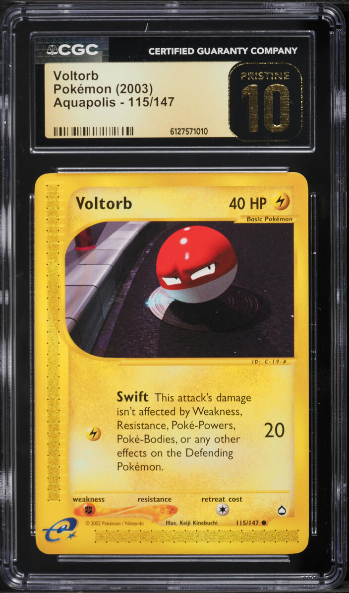 2003 Pokemon Aquapolis Voltorb #115 CGC 10 PRISTINE