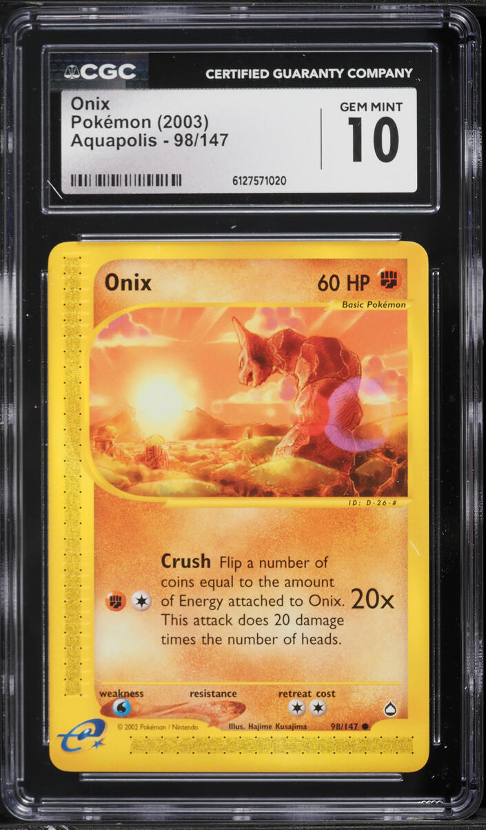2003 Pokemon Aquapolis Onix #98 CGC 10 GEM MINT