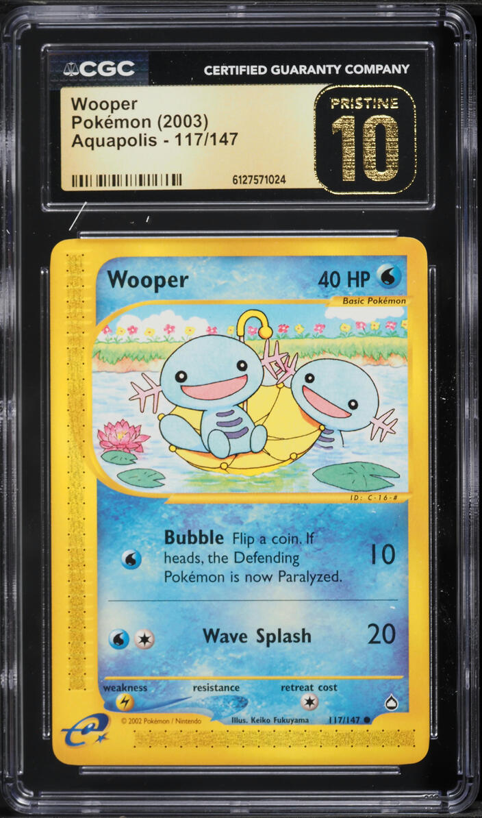 2003 Pokemon Aquapolis Wooper #117 CGC 10 PRISTINE