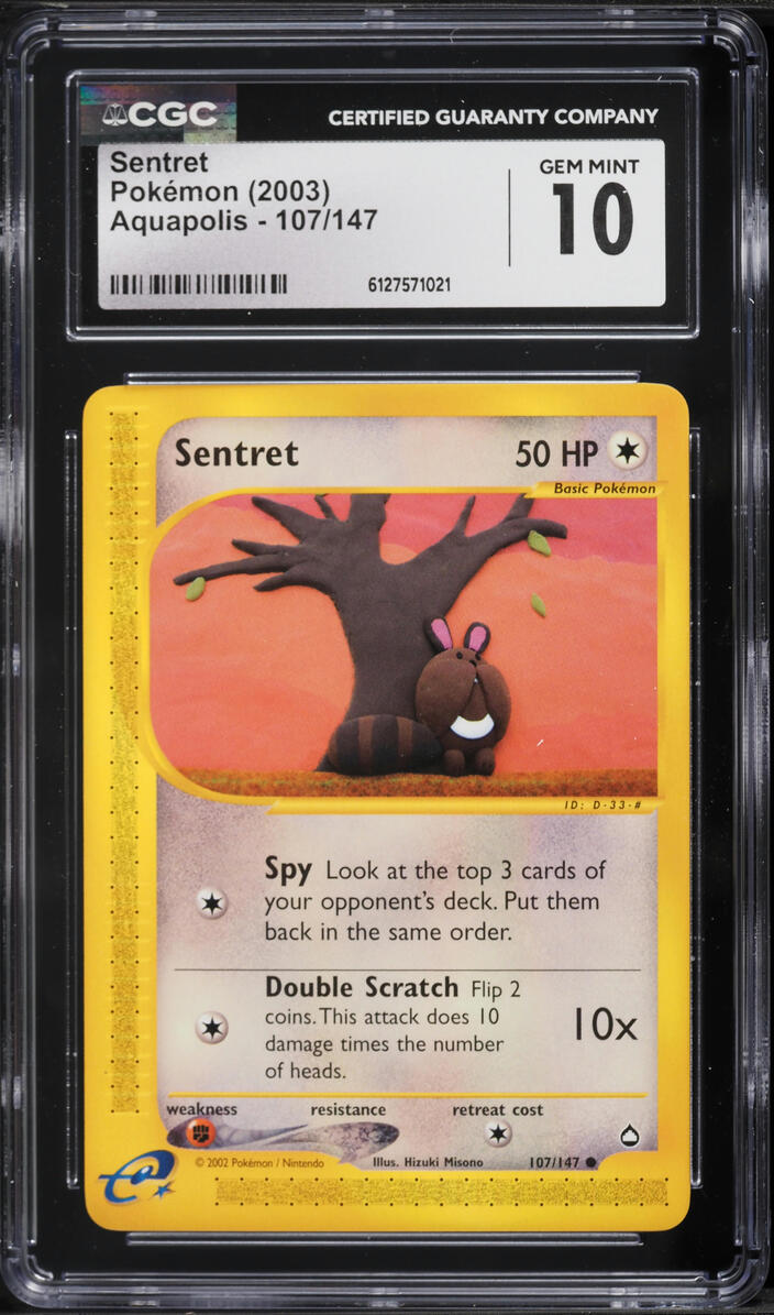 2003 Pokemon Aquapolis Sentret #107 CGC 10 GEM MINT