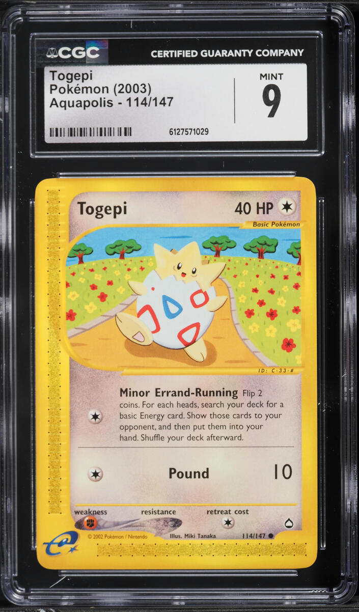 2003 Pokemon Aquapolis Togepi #114 CGC 9 MINT
