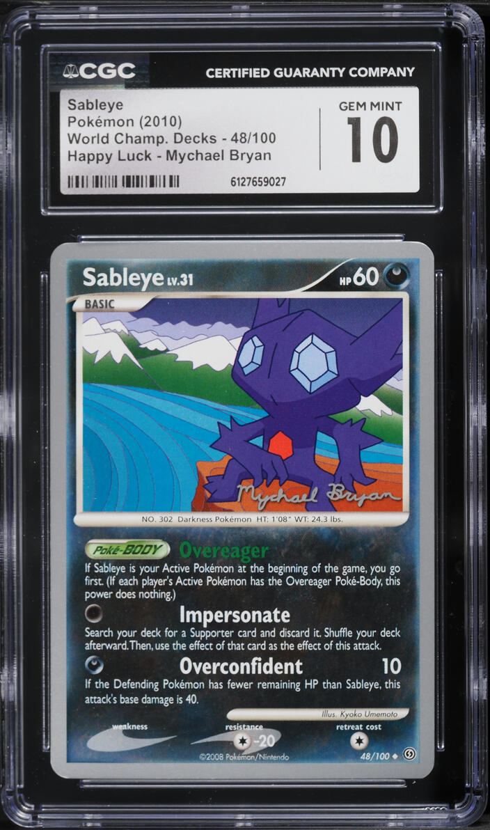 2010 Pokemon DP World Championships Happy Luck Mychael Bryan Sableye #48 CGC 10 GEM MINT
