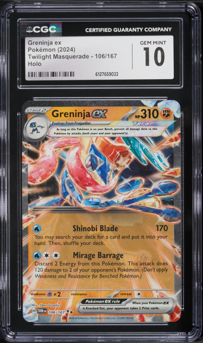 2024 Pokemon Scarlet & Violet Twilight Masquerade Holo Greninja ex #106 CGC 10 GEM MINT