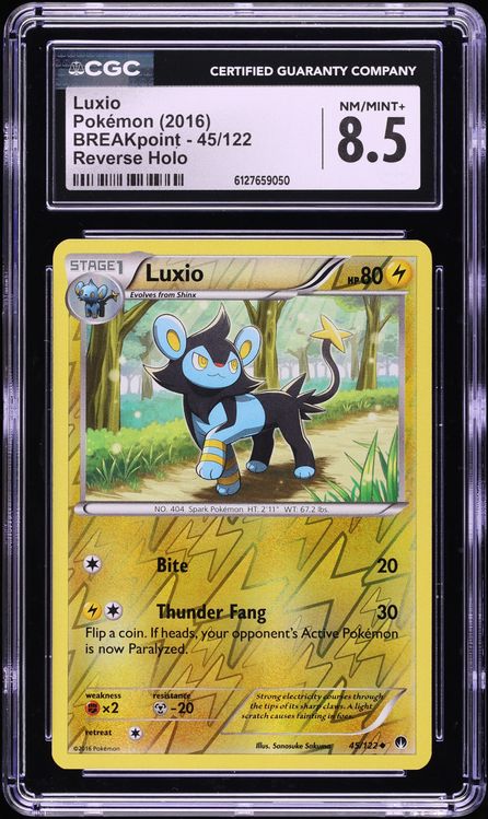 2016 Pokemon XY BREAKpoint Reverse Holo Luxio #45 CGC 8.5 NM-MT+