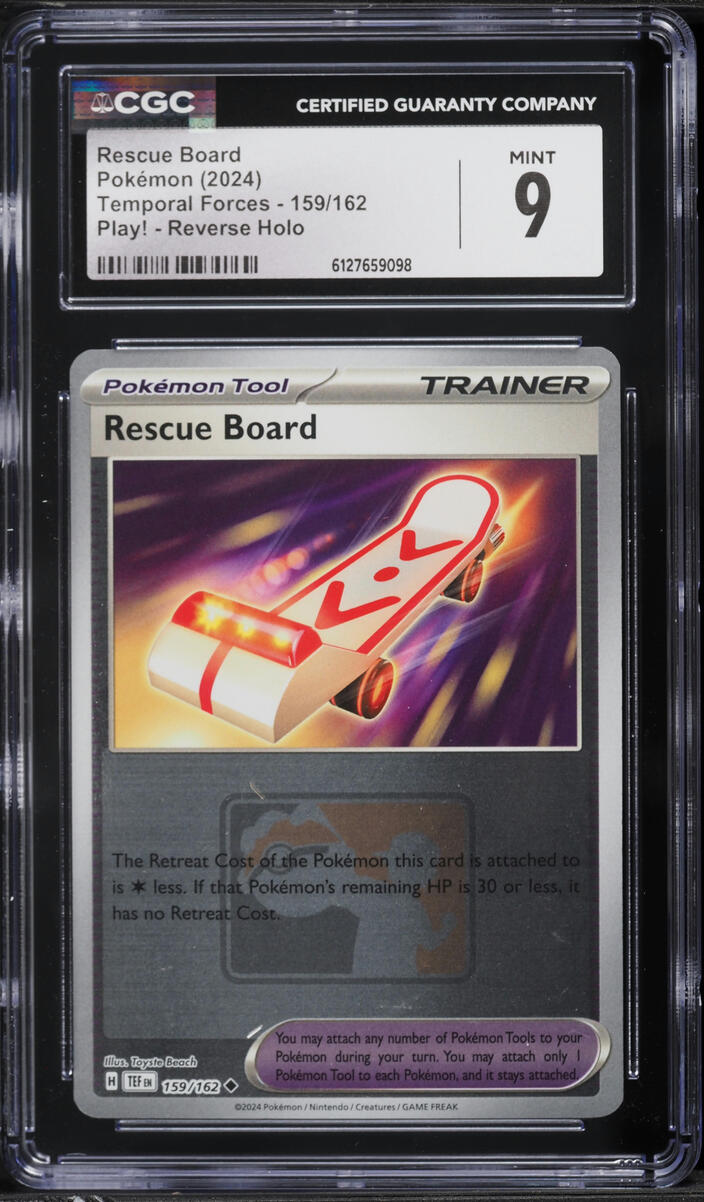 2024 Pokemon Scarlet & Violet Temporal Forces Play! Reverse Holo Rescue Board #159 CGC 9 MINT