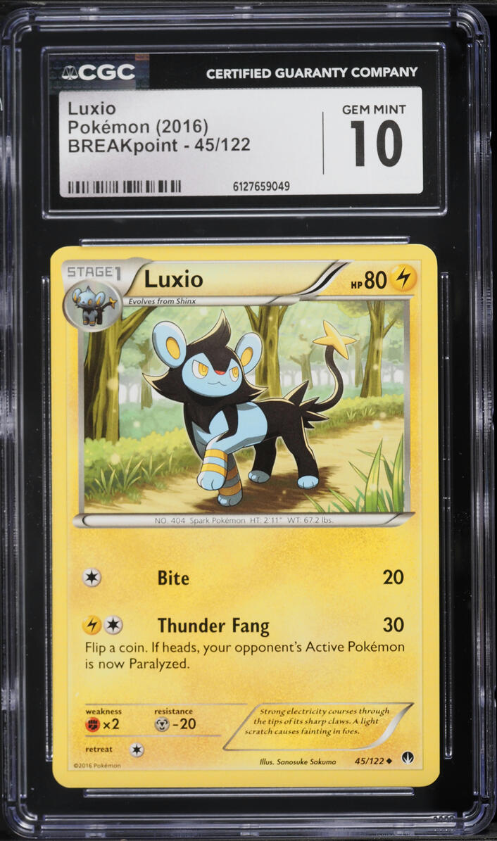 2016 Pokemon XY BREAKpoint Luxio #45 CGC 10 GEM MINT