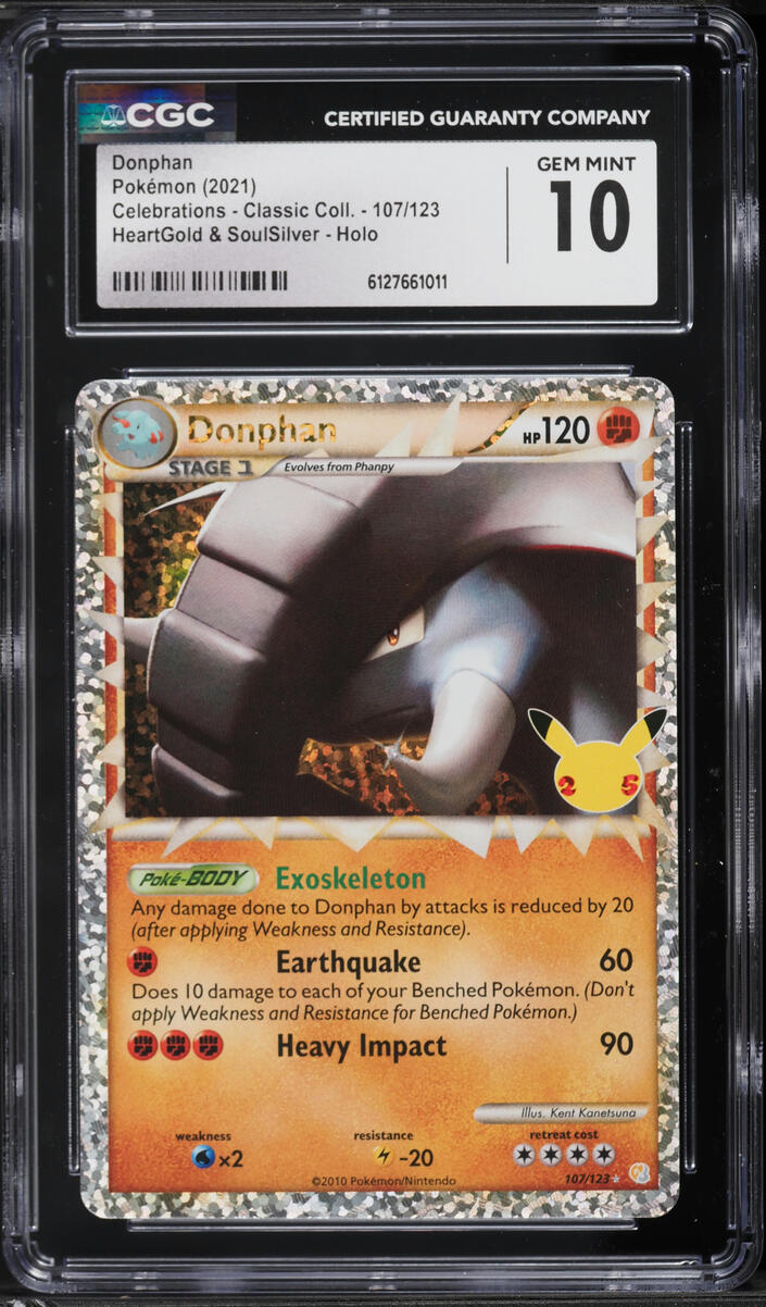 2021 Pokemon Sword & Shield Celebrations Classic Collection Holo Donphan #107 CGC 10 GEM MINT