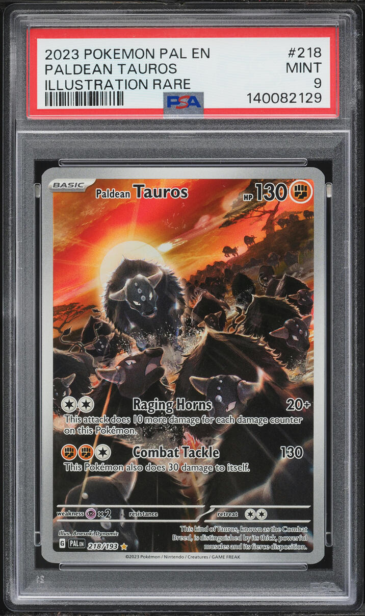 2023 Pokemon Scarlet & Violet Paldea Evolved IR Paldean Tauros #218 PSA 9 MINT