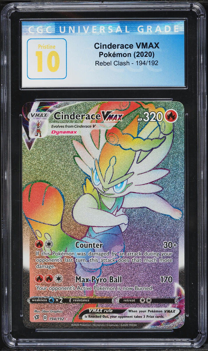 2020 Pokemon Sword & Shield Rebel Clash Rainbow Rare Cinderace VMAX #194 CGC 10 PRISTINE