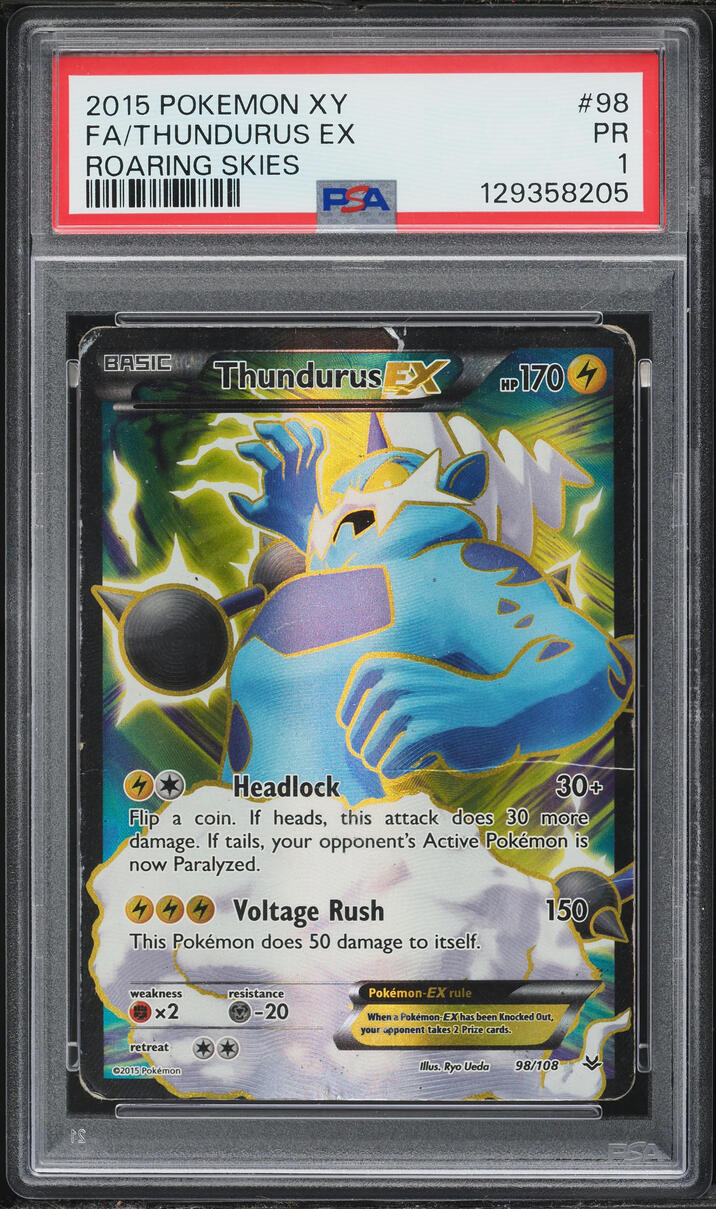 2015 Pokemon XY Roaring Skies Full Art Thundurus Ex #98 PSA 1 PR