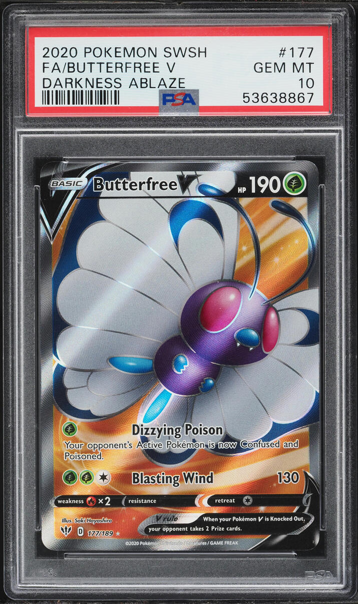 2020 Pokemon Sword & Shield Darkness Ablaze Full Art Butterfree V #177 PSA 10 GEM MINT