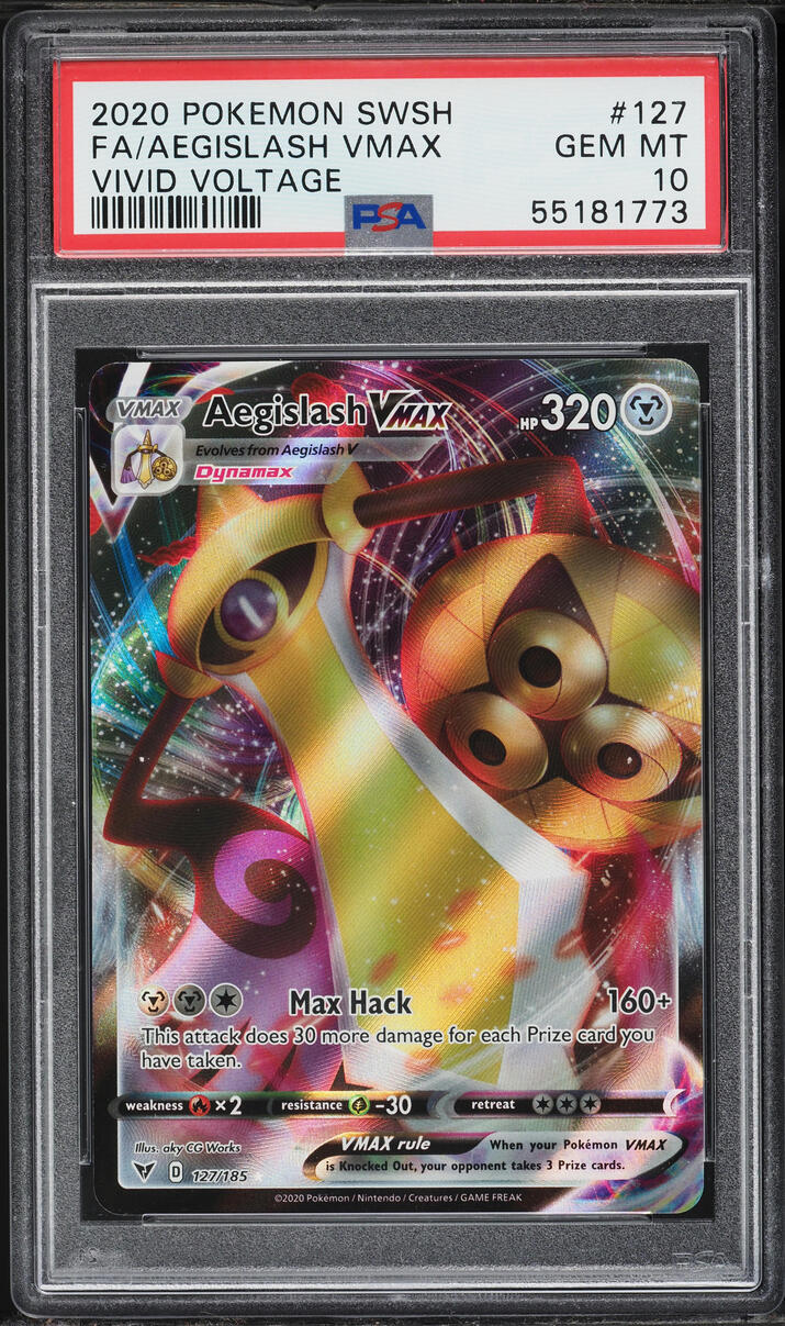 2020 Pokemon Sword & Shield Vivid Voltage Full Art Aegislash VMAX #127 PSA 10 GEM MINT