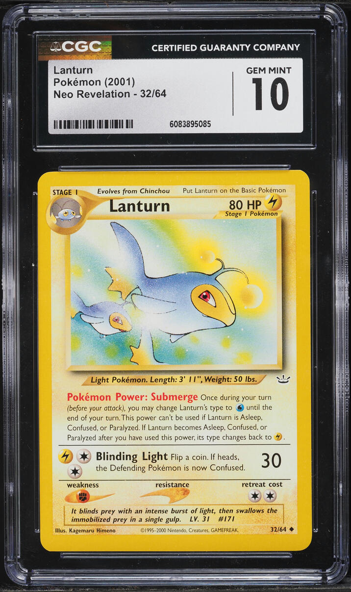 2001 Pokemon Neo Revelation Lanturn #32 CGC 10 GEM MINT