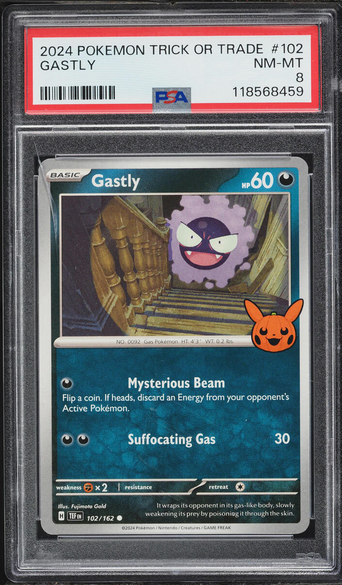 2024 Pokemon Scarlet & Violet Temporal Forces Trick Or Trade Gastly #102 PSA 8 NM-MT
