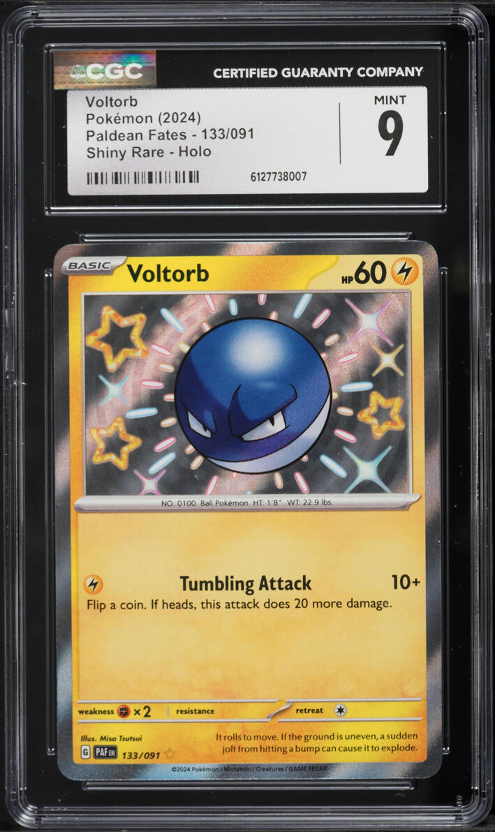 2024 Pokemon Scarlet & Violet Paldean Fates Shiny Voltorb #133 CGC 9 MINT
