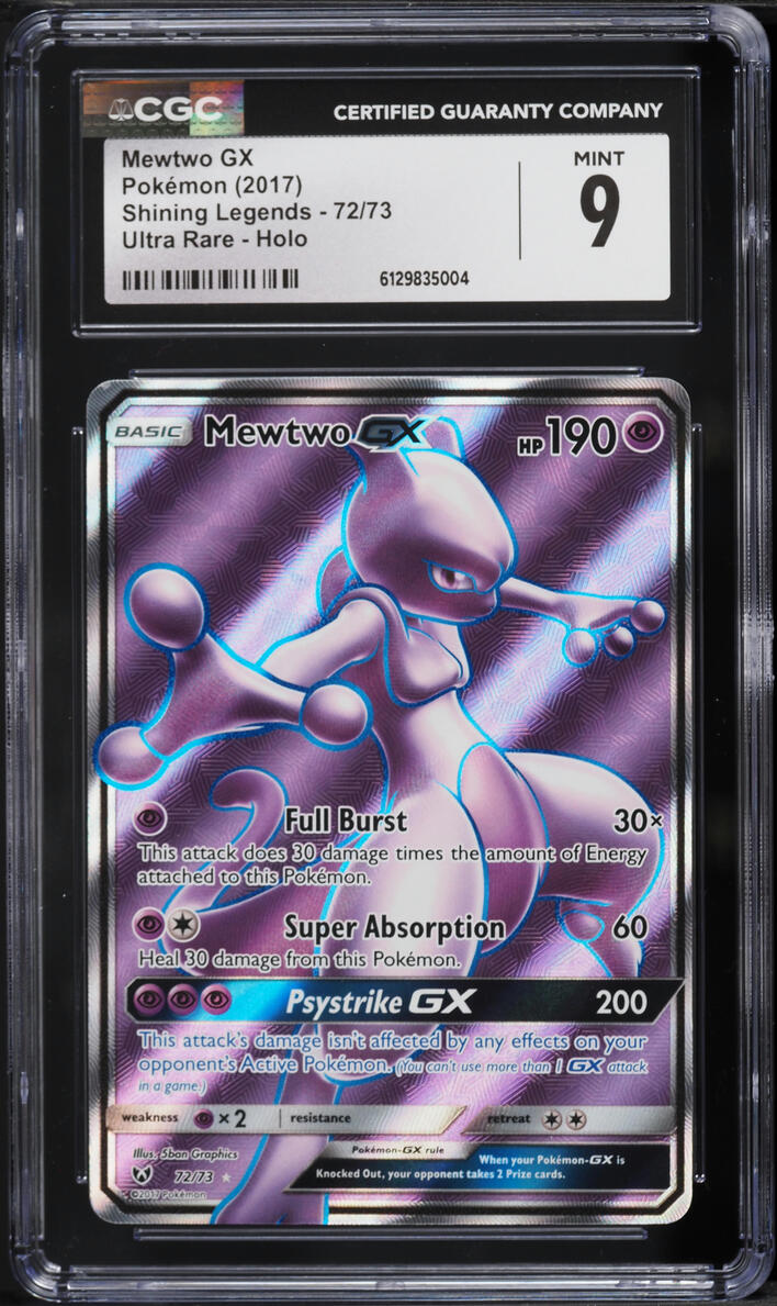 2017 Pokemon Sun & Moon Shining Legends Full Art Mewtwo GX #72 CGC 9 MINT