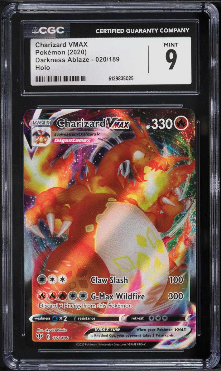 2020 Pokemon Sword & Shield Darkness Ablaze Full Art Charizard VMAX #20 CGC 9 MINT