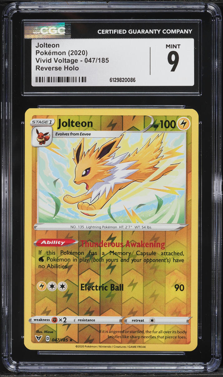 2020 Pokemon Sword & Shield Vivid Voltage Reverse Holo Jolteon #47 CGC 9 MINT
