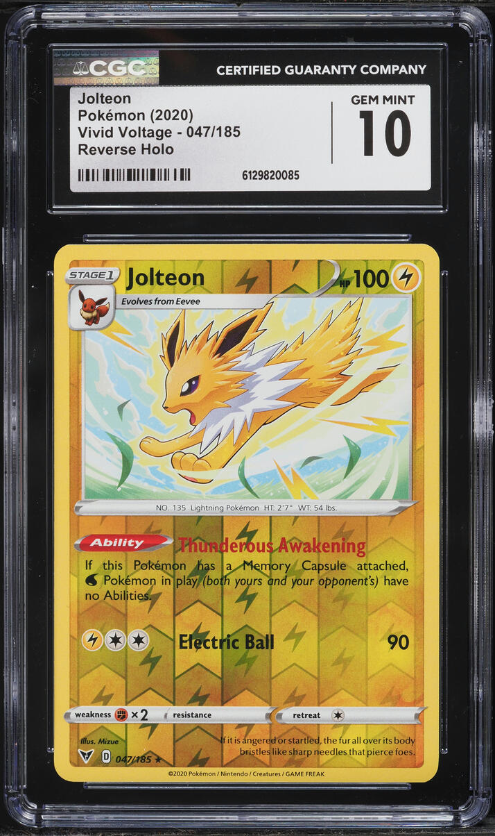 2020 Pokemon Sword & Shield Vivid Voltage Reverse Holo Jolteon #47 CGC 10 GEM MINT