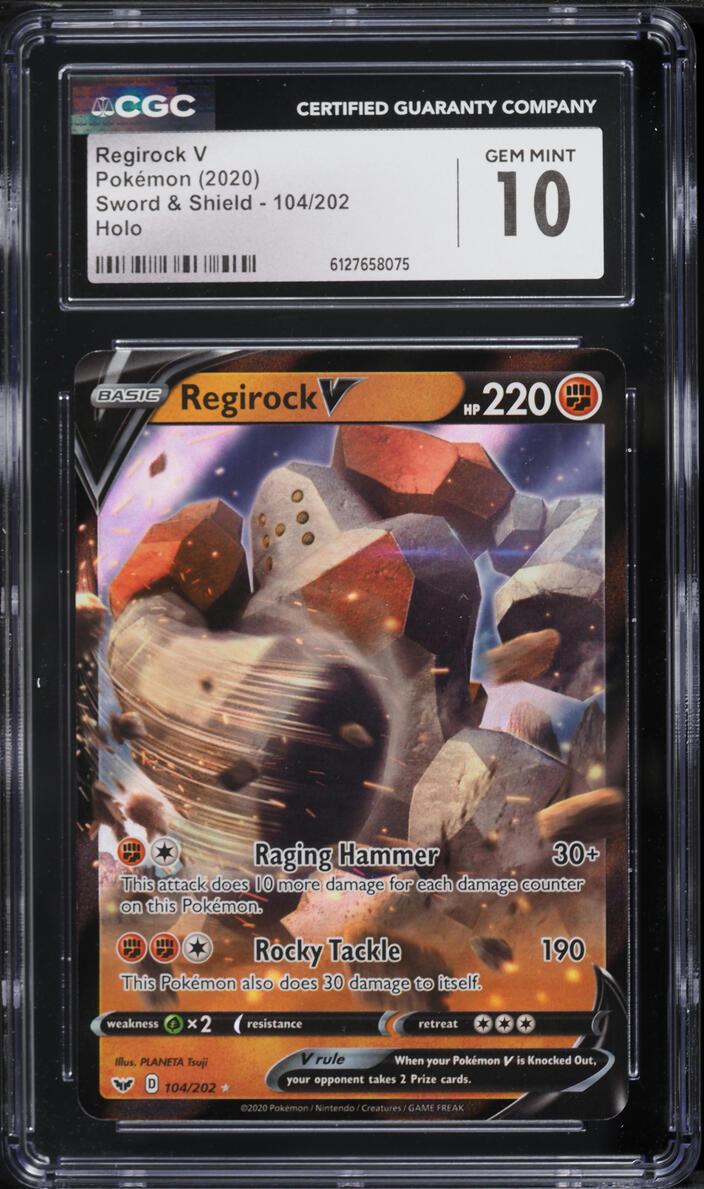 2020 Pokemon Sword & Shield Full Art Regirock V #104 CGC 10 GEM MINT